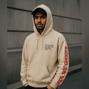 Kids See Ghosts Hoodie Beige Small | Kanye West Kid Cudi 2018